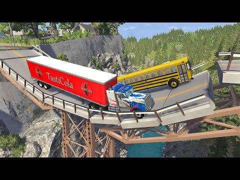 Collapsing Bridge Pileup Car Crashes #28 - BeamNG DRIVE | SmashChan
