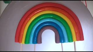 How to make easy fondant  rainbow cake topper #rainbow #caketopper #howtomake #tutorial
