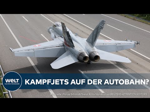 SCHWEIZ: Spektakuläre Kampfjet-Übungen auf Autobahn in Payerne - erste Tests seit 1991