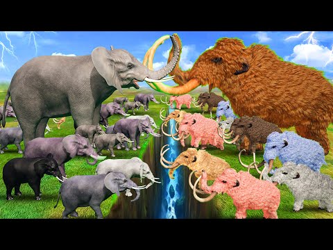 Zombie Mammoth Vs Woolly Mammoth Fight to save Giant Elephant Animal Mammoth War