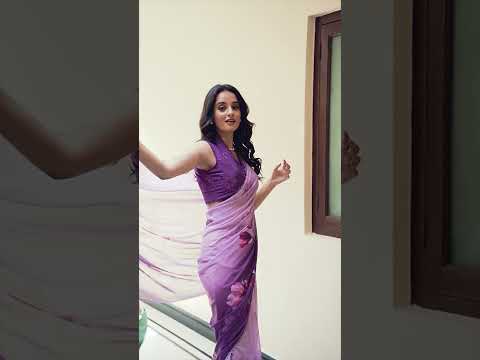 Lavender Weightless Marbal Floral Printed Saree with Lace Border & Matching Blouse