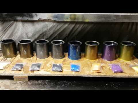 Pearl pigments in clear over black base