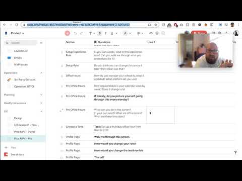 User testing session recording , post-session interviews with beta participants.