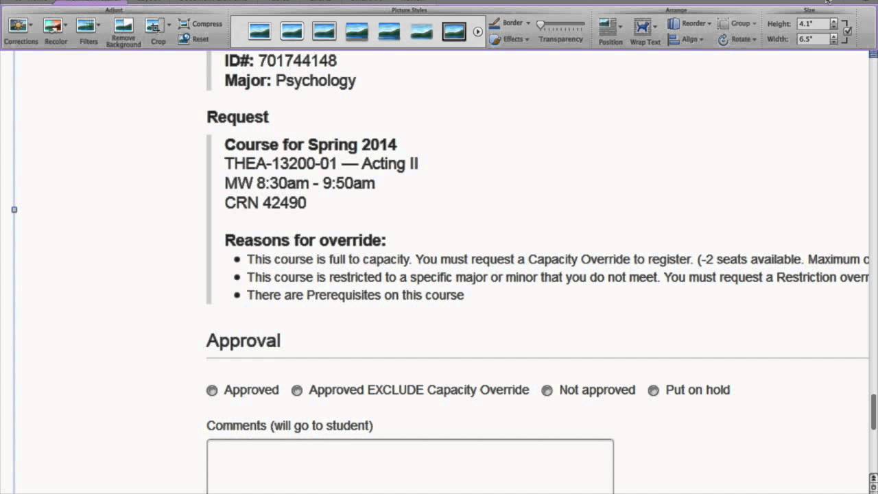 Course Override Update