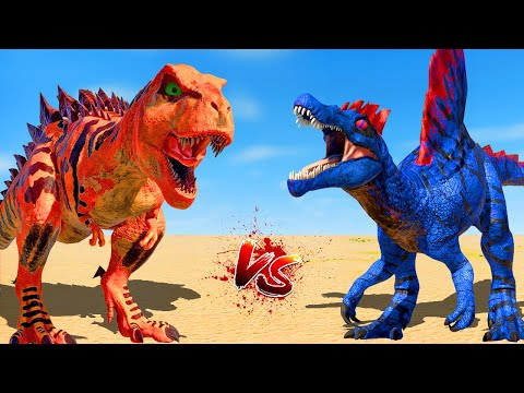 T-Rex Max level 40 vs Spinosaurus Max level 40 vs Purple Malusaurus 🌍 Jurassic World Evolution