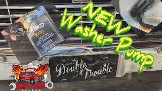 Windshield washer pump replacement on Squarebody Chevy Truck @DoubleTroubleGarage
