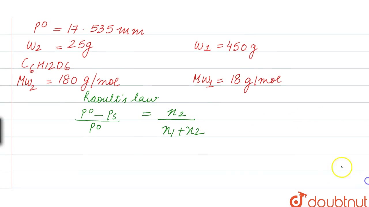 Watch video The vapour pressure of water at `293K` is `17.535mm Hg`. Calculate the vapour pressure of water ... Now The vapour pressure of water at `293K` is `17.535mm Hg`. Calculate the vapour pressure of water ...