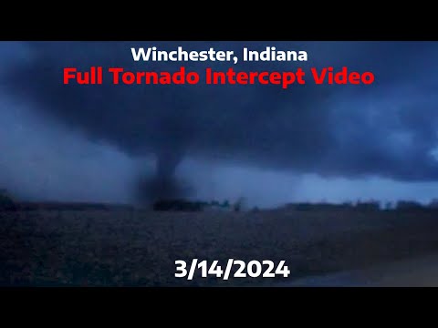 Close Nocturnal Tornado Uncut Storm Chase | Winchester Indiana 3/14/24