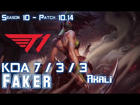 T1 Faker AKALI vs TWISTED FATE Mid - Patch 10.14 KR Ranked