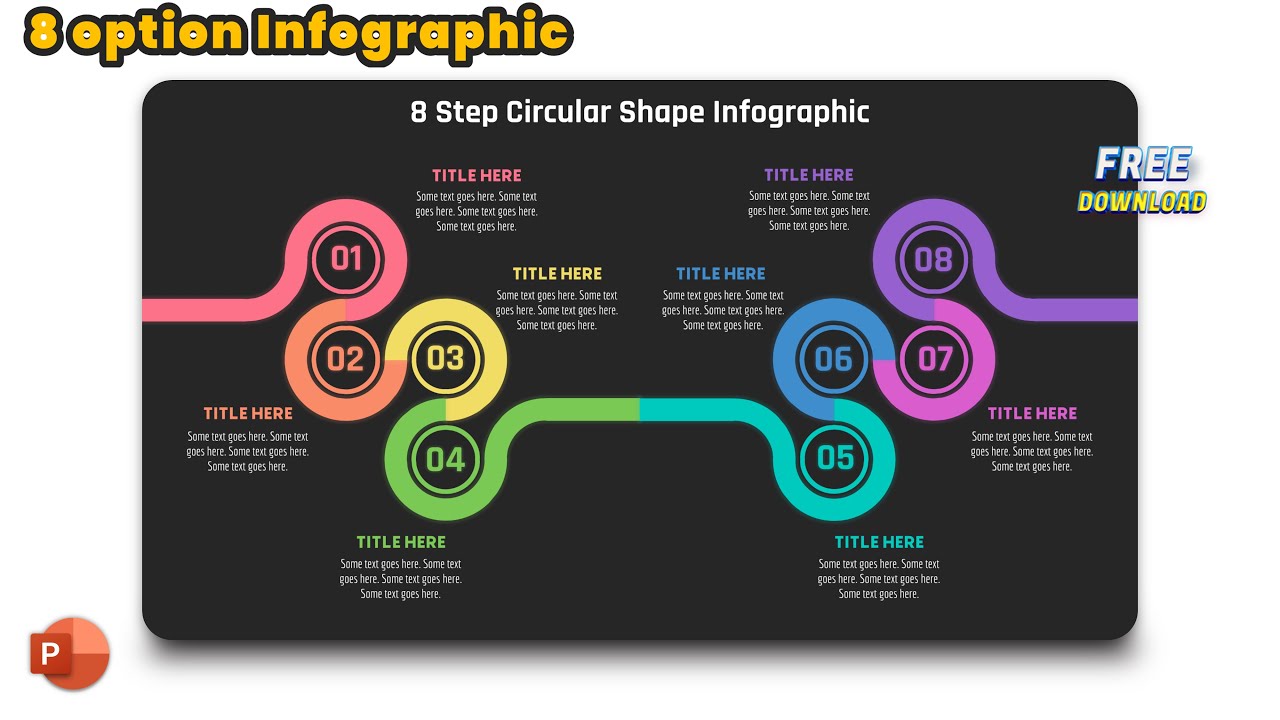 51.PowerPoint 8 Step Connected Circle Vector Infographic Template | Free Download | Office 365
