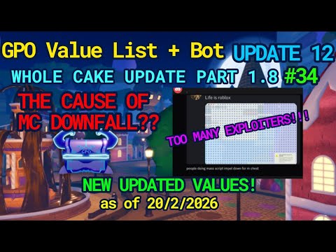 GPO VALUE LIST #34 THE REASON FRUITS ARE WORTHLESS! 2MANY EXPLOITERS | WHOLE CAKE PART 1.8 UPDATE 12