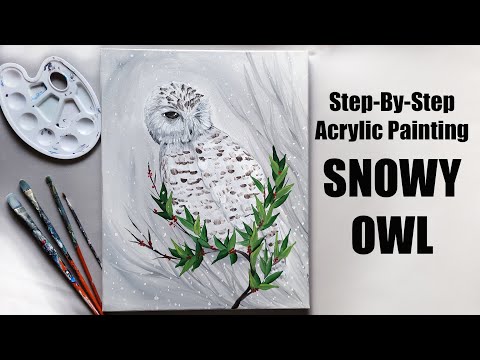 How To Paint A Snowy Owl - Acrylic Painting Tutorial - Beginner Artist