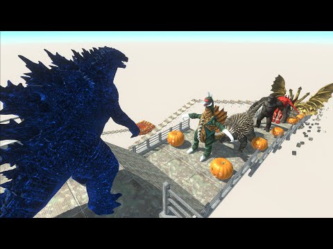 GODZILLA BLUE VS GHIDORAH DEATH FALL HALLOWEN - Animal Revolt Battle Simulator