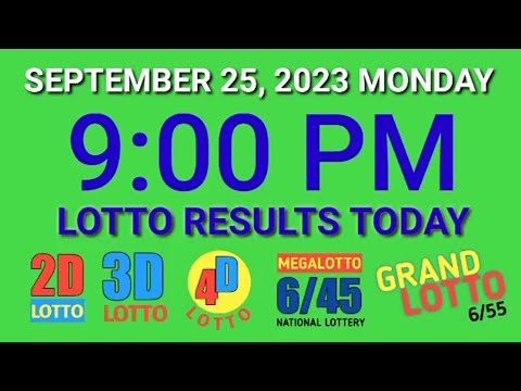9pm Lotto Result Today PCSO September 25, 2023 Monday ez2 swertres 2d 3d 4d 6/45 6/55