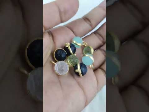 Gemstone Round Carving Ball Silver Bezel Set Round Flower Carving Charms For Making Earring finding