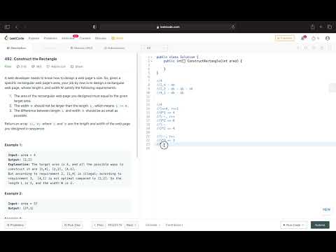 Construct The Rectangle Leetcode Csharp Easy
