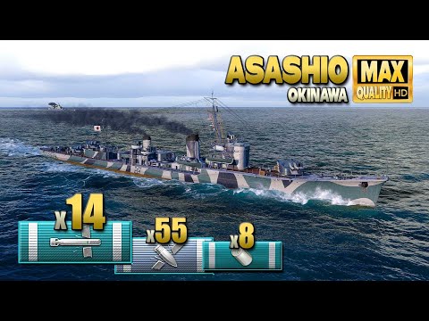 Destroyer Asashio: MVP in tier 10 battle - World of Warships