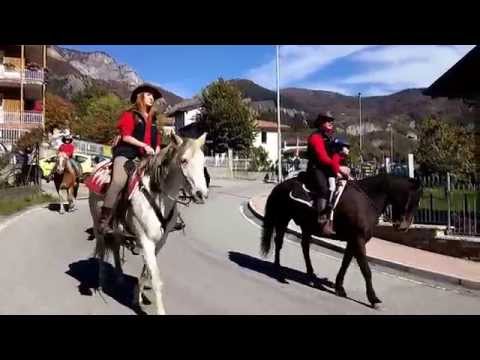 SFILATA SBANDIERATORI E MUSICI, E CAVALLI : FIERA DI S. LUCA A DEMONTE (CN) 11 - 10 - 2015.