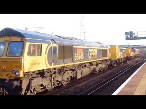 GB 66745 works a SITT through Ashford International, 66733 on the rear