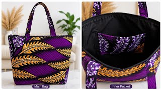 Super Easy Ankara Tote Bag For Beginners/How To Make Handbag/Diy Tutorial 👜