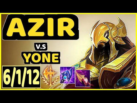 DEUS (AZIR) vs YONE - 6/1/12 KDA MID GAMEPLAY - NA Ranked GRANDMASTER