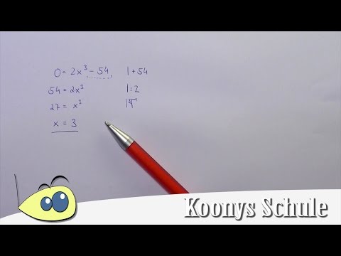 Nullstellen von f(x) = 2x³ - 54 bestimmen, umstellen und 3. Wurzel ziehen