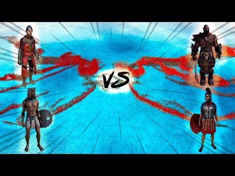 4 ARMIES - ROMAN SOLDIER  vs ORC vs FOOTMAN vs EGYPTIAN SPEARMAN | Ultimate Epic Battle Simulator 2