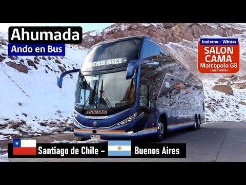 Viaggio invernale di Buses Ahumada da Santiago a Buenos Aires su un autobus Marcopolo G8