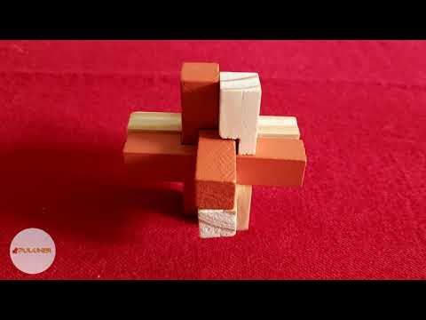 6 piece Wooden Burr 3D Puzzle - how to solve it with easy steps