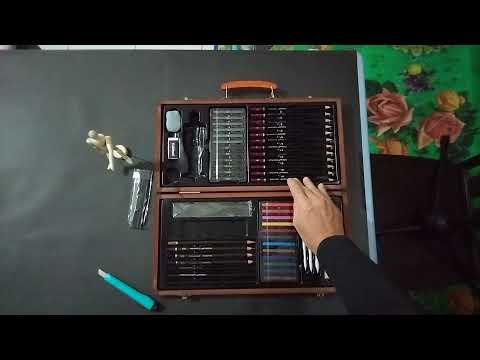 Unboxing Sketching Art Set. Beautiful Art Set in Wooden Box by Flowood.