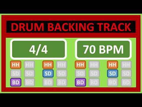 70 BPM - Simple Straight Beat - 4/4 Drum Backing Track - Metronome - Drum Beat Loop