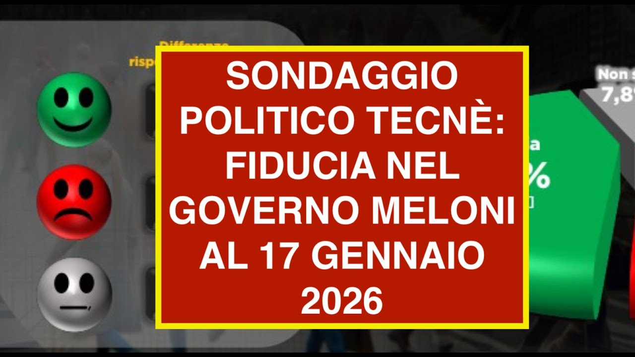 SONDAGGIO POLITICO TECNÈ: FIDUCIA NEL GOVERNO MELONI AL 17 GENNAIO 2026
