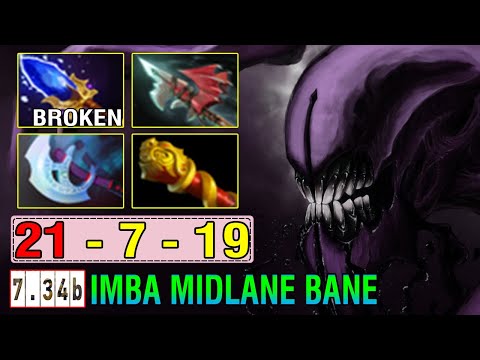 So Broken [Bane] Mid First Aghs Scepter + Right CLick Build Noone Can Escape Dota2 7.34b