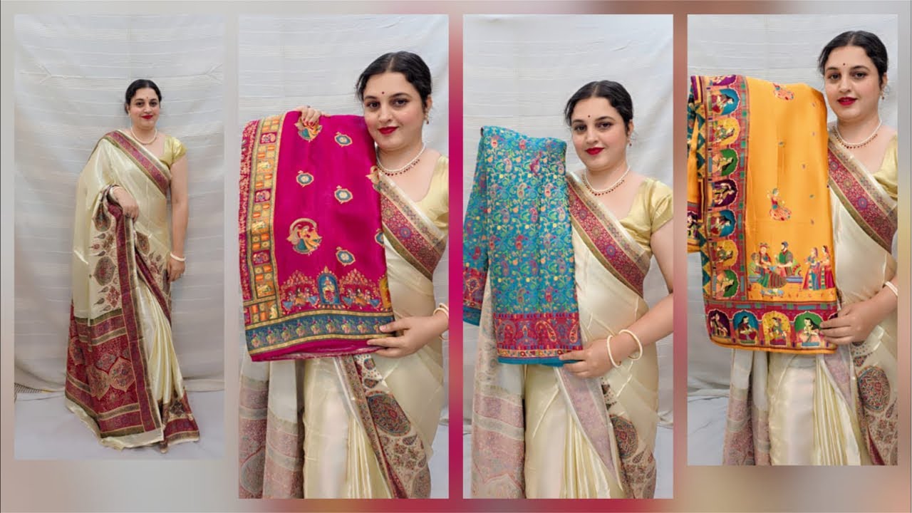 Weaving mistake dhamaka sale Kashmiri pure satin silk saree 4000/-✨🔥🌟🫶🏻