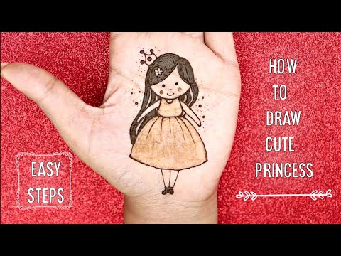 how to draw cute princess mehndi design for kids by mehndi creations