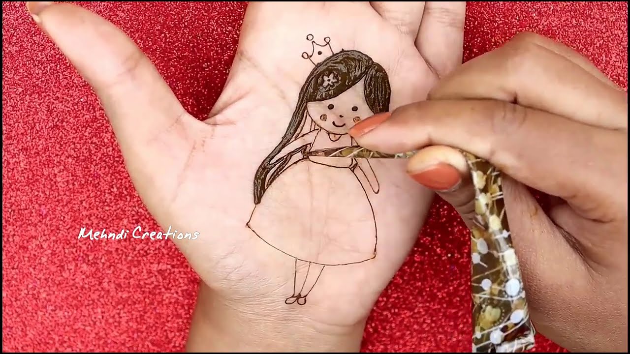how to draw cute princess mehndi design for kids by mehndi creations