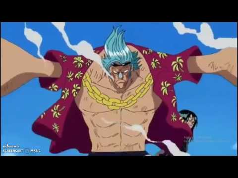 Franky saves Nico Robin from CP9 and removes the sea prism locks.