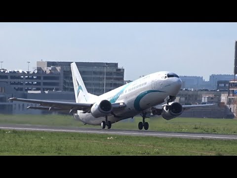 Tailwind Airlines - Boeing 737-400 - 2 takeoffs at Brussels (TC-TLC + TLD)