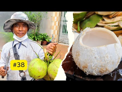 Easy Way To Peeling Young Coconut. Amazing Coconut Cutting Skills Ep38