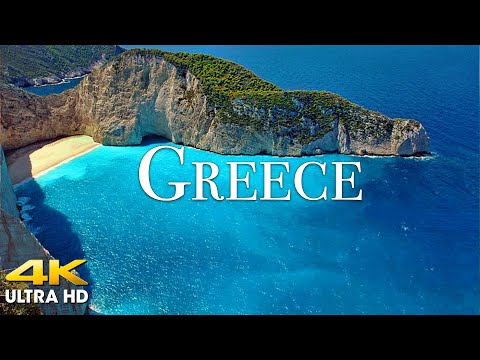 FLYING OVER GREECE (4K UHD) - Amazing Beautiful Nature Scenery with Relaxing Music for Stress Relief