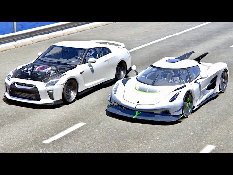 Koenigsegg Jesko Absolut vs Nissan GTR Dragster - Drag Race 20 KM