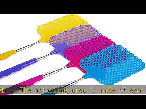 RMISODO 4 Pieces Plastic Fly Swatter Extendable Manual Swat Fly Tool with Stainless Steel Telescopi