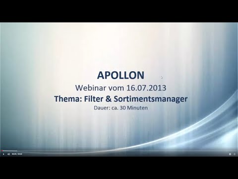 Filter, Sortimentsmanager, Artikelvorschau - Webinar vom 16.07.2013