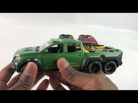 Металлическая машинка ChiMei Model 1:28 «Mercedes-Benz X-class 6x6» CM306 20.5 см. инерционная, свет, звук / Красный