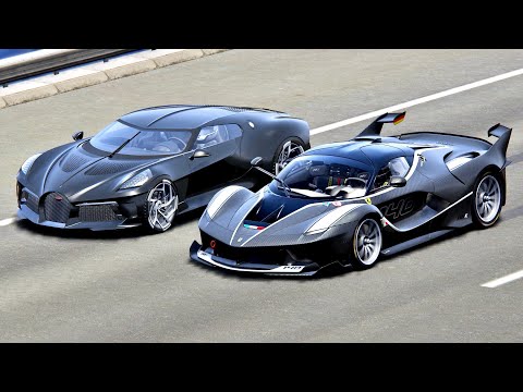 Bugatti La Voiture Noire vs Ferrari F50 with Jet Engine - Drag Race 20 KM