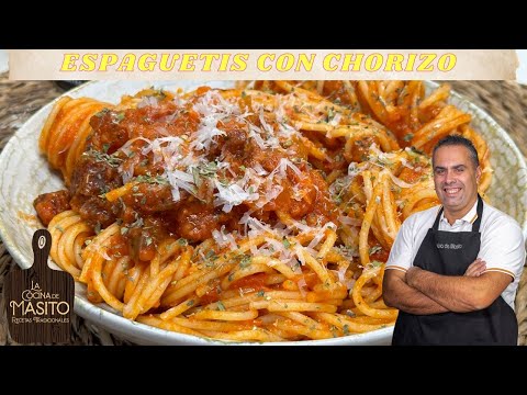 Espaguetis con chorizo RECETA FACIL