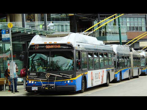 Translink 17 along Broadway before being rerouted for the Broadway Subway Construction