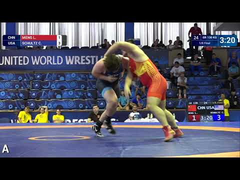 1/8 GR - 130 kg: L. MENG (CHN) v. C. SCHULTZ (USA)