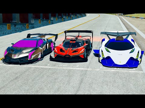 Bugatti Bolide GTR Concept vs Devel Sixteen GTR vs Lamborghini Veneno GTR Concept - 24 KM Drag Race