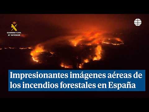 Impressionants imatges aèries dels incendis forestals a Espanya